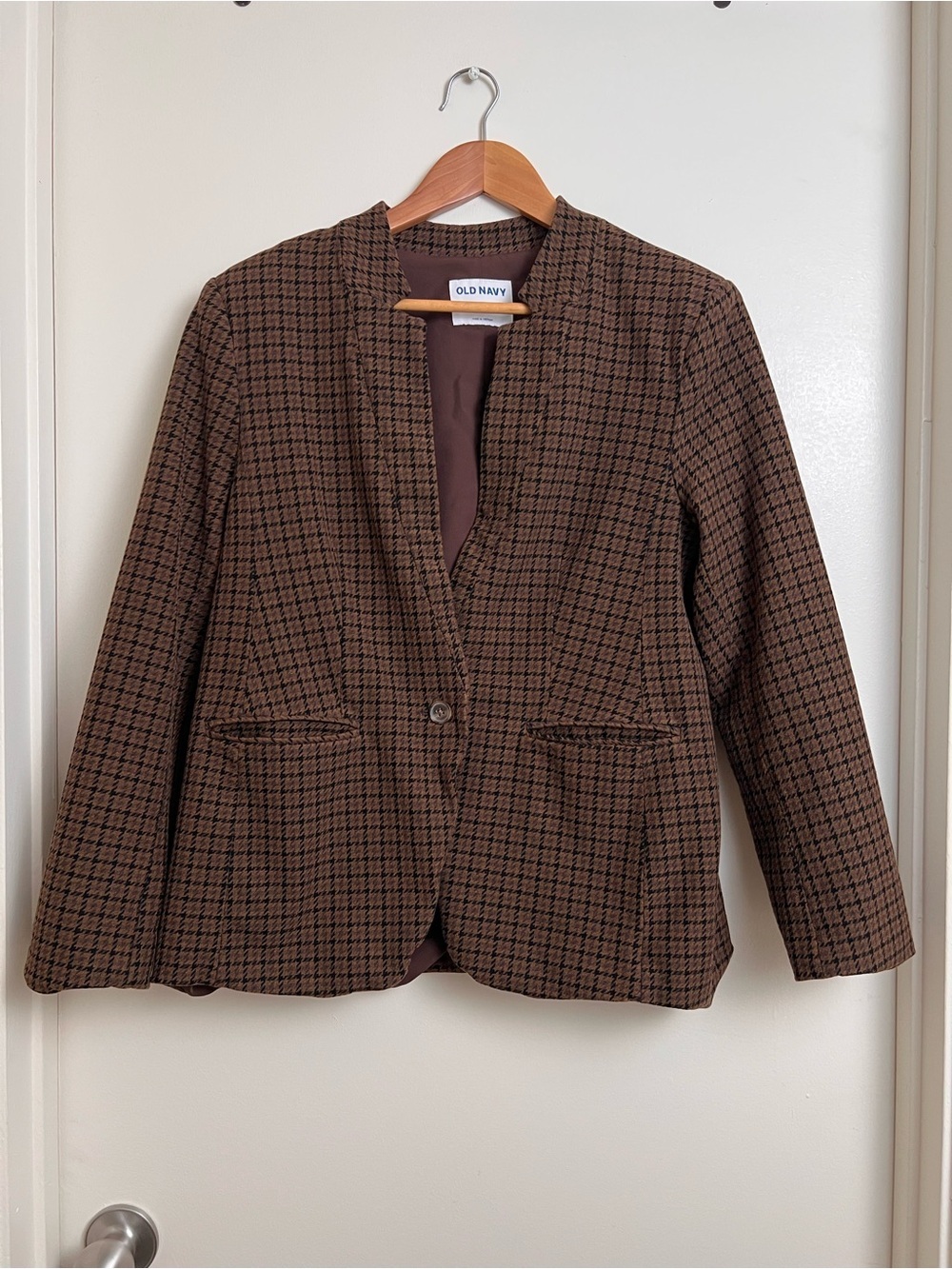 Vintage-Inspired Old Navy Houndstooth Blazer Dark Academia Old Money Style L